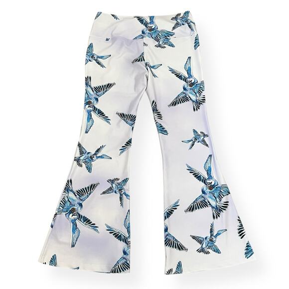 NWT Ala Von Auersperg Elaine Stretch Knit Flare Pants In Love Birds Size L $295 - Picture 6 of 7